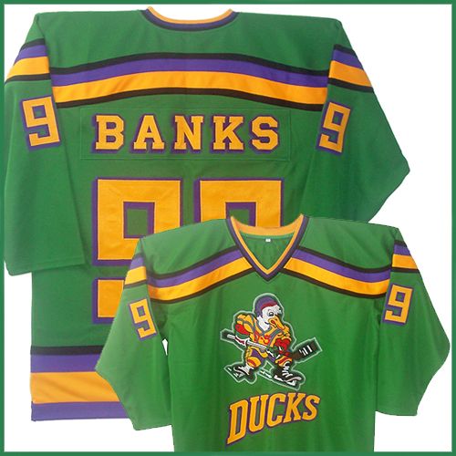 MIGHTY DUCKS MOVIE BANKS 99 GREEN JERSEY