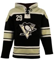 Pittsburgh Penguins  Old Time #29 Fleury Black Lace Heavyweight Hoodie Hockey Jersey