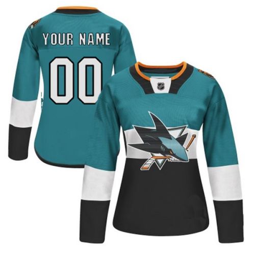 Ladies San Jose Sharks Custom Teal 2015 Stadium Series Jersey 