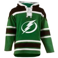 Mens Tampa Bay Lightning St Patricks Day Green Lace Heavyweight Hoodie Hockey Jersey