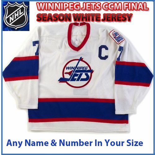 Winnipeg Jets Vintage CCM Authentic Style Away White Jersey 7 TKACHUK