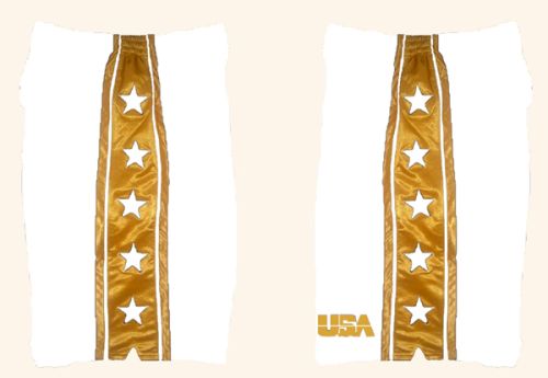 TEAM USA MEN STAR WHITE  w/ GOLD CUSTOM BASKETBALL SHORTS