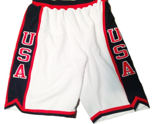 TEAM USA MEN LOGO WHITE CUSTOM BASKETBALL SHORTS